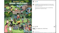 Warganet Nostalgia di Poster Ucapan Selamat Hari Anak Nasional yang Diunggah Presiden Jokowi di Instagram Pribadinya. Banyak Warganet yang Ingin Kembali ke Masa Kanak-Kanak Menjadi Bocil. (instagram.com/jokowi)