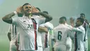 Selebrasi pemain Paris Saint-Germain (PSG) Mauro Icardi usai mencetak gol ke gawang Club Brugge pada laga Grup A Liga Champions di Stadion Jan Breydel, Bruges, Belgia, Selasa (22/10/2019). PSG menang 5-0. (Kenzo TRIBOUILLARD/AFP)