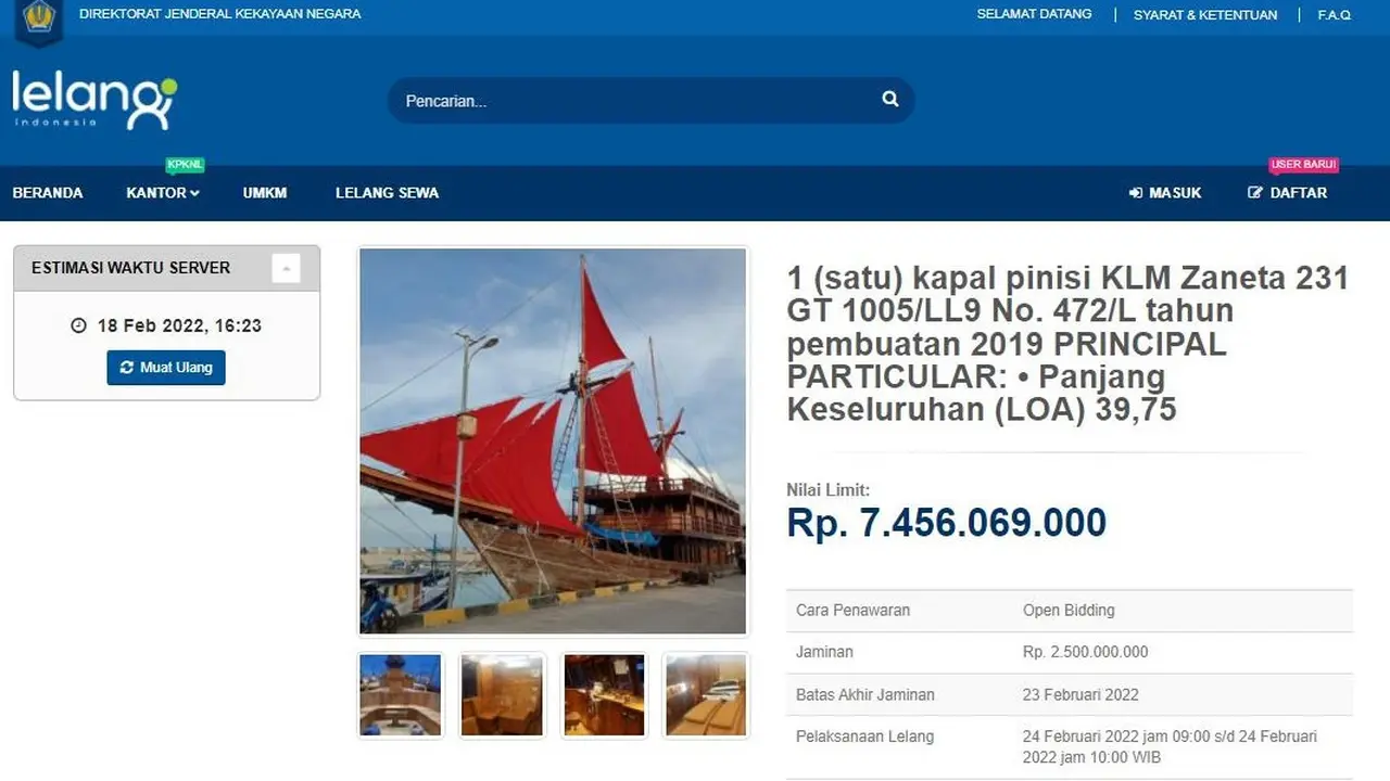 Kapal pinisi hasil sitaan aset Jiwasraya dilelang oleh DJKN