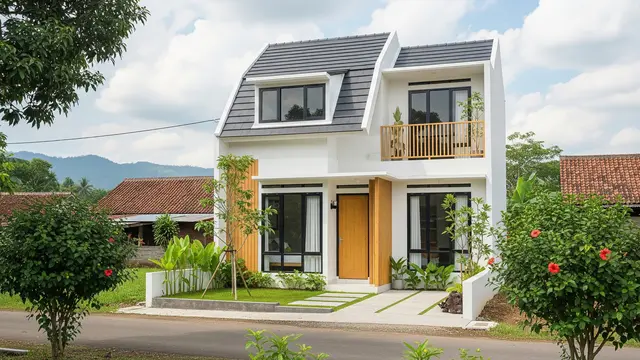 Rumah Atap Mansard 2 Lantai Kompak