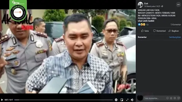 Gambar Tangkapan Layar Kabar Hoaks tentang Kapolda Metro Jaya Irjen Fadil Imran Pensiun Dini (sumber: Facebook)