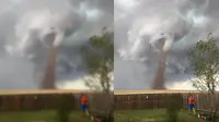 Foto Pria Asyik Potong Rumput saat Tornado jadi Viral