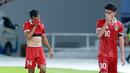 Pemain Timnas Indonesia U-20, Muhammad Ferarri, tampak kecewa setelah ditaklukkan Guatemala pada laga turnamen mini di Stadion Utama Gelora Bung Karno (SUGBK), Selasa (21/2/2023). Indonesia takluk 0-1 dari Guatemala. (Bola.com/M Iqbal Ichsan)