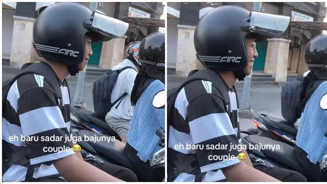 Viral Cowok Salting karena Pakai Baju Samaan di Lampu Merah, Ekspresinya Kocak