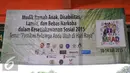 Sebuah spanduk tentang Program Mudik Ramah Anak, Disabilitas (MRAD) 2015 terpasang di terminal Kampung Rambutan, Jakarta, Jumat (10/7/2015).  Kak Seto dan tim menghibur anak-anak para pemudik sebelum berangkat (Liputan6.com/Yoppy Renato)