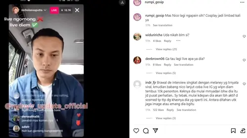 Nicholas Saputra Live Instagram Tapi Diam Doang, Penontonnya Tembus 10 Ribu:  Kayak Dihipnotis Online - ShowBiz Liputan6.com