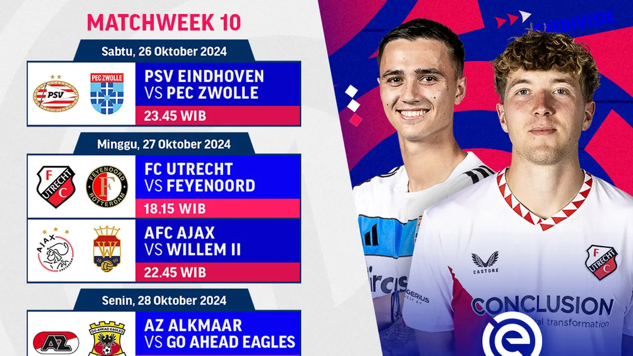 Jadwal Eredivisie 2024/25 matchweek 10 di Vidio