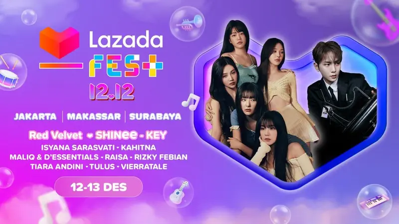 Lazada memulai penjualan tiket Konser Musik Lazada Fest 12.12 yang akan menampilkan grup KPop Red Velvet dan SHINee’s KEY. (Dok Lazada)