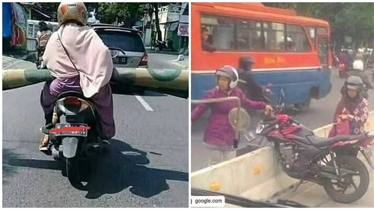Aksi Emak-emak Saat di Atas Motor Ini Bikin Geregetan