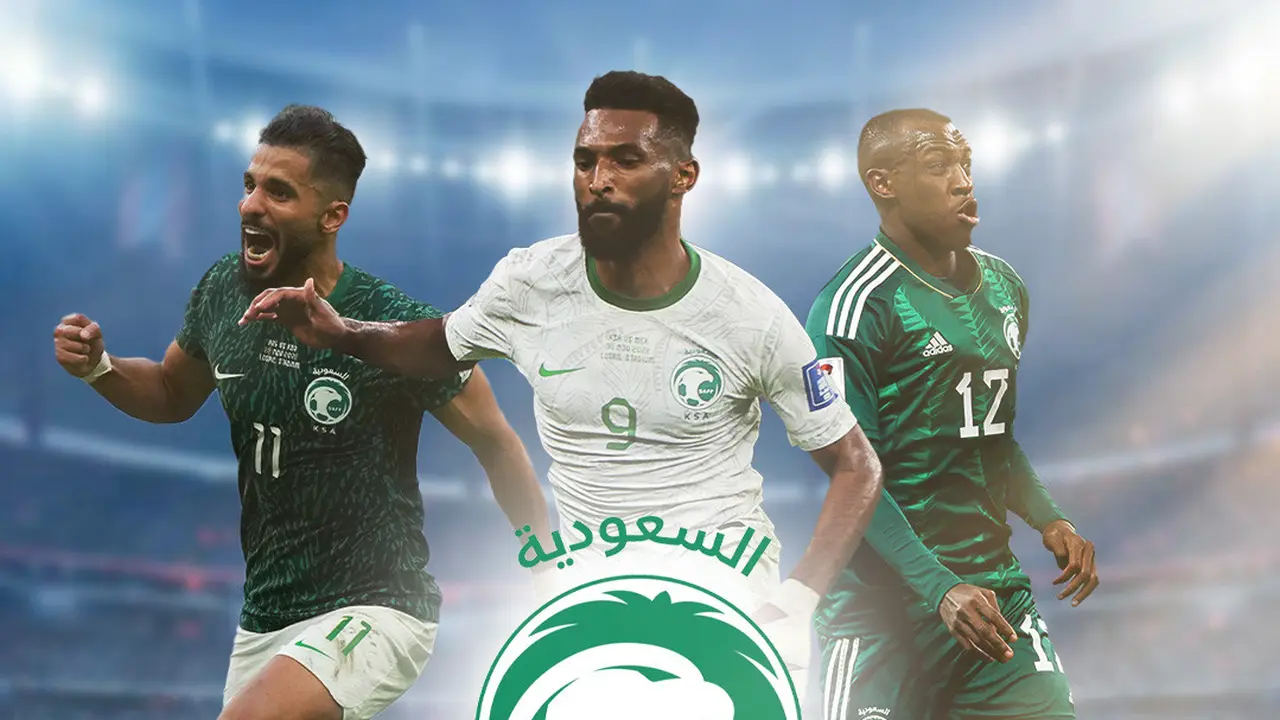 Ilustrasi - Pemain Arab Saudi: Saleh Al-Shehri, Firas Al-Buraikan, Saud Abdulhamid