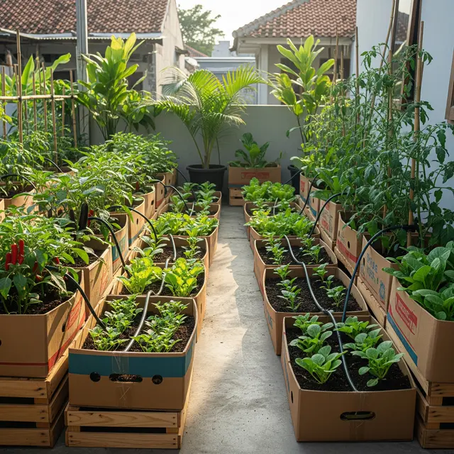 9 Model Kebun Sayur di Rumah Pakai Barang Bekas tapi Kelihatan Mahal