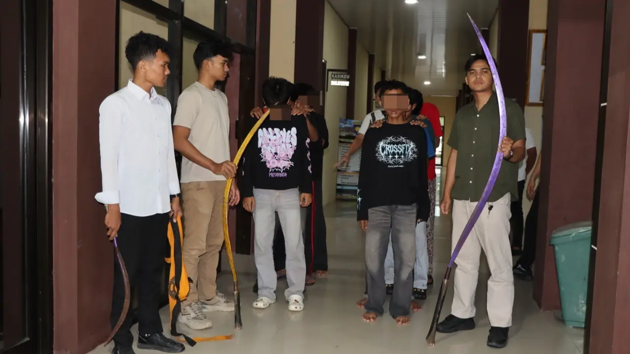 Polres Pringsewu mengamankan delapan remaja yang diduga terlibat dalam geng motor (Istimewa)