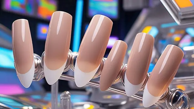 Nail Art Nude Thick French Tip Nails/Meta AI