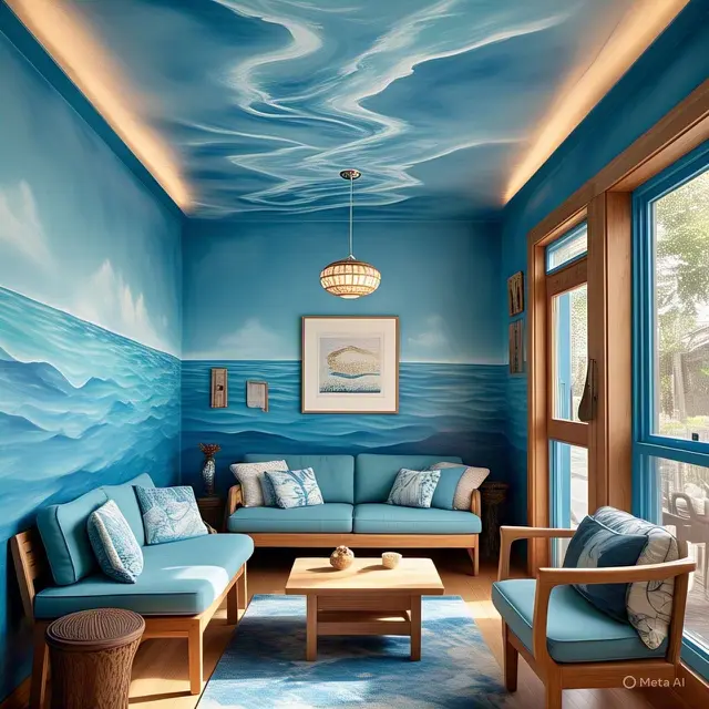 Inspirasi Warna Buat Ruangan Kecil, Warna Biru Laut (Blue Navy). Foto: Meta AI
