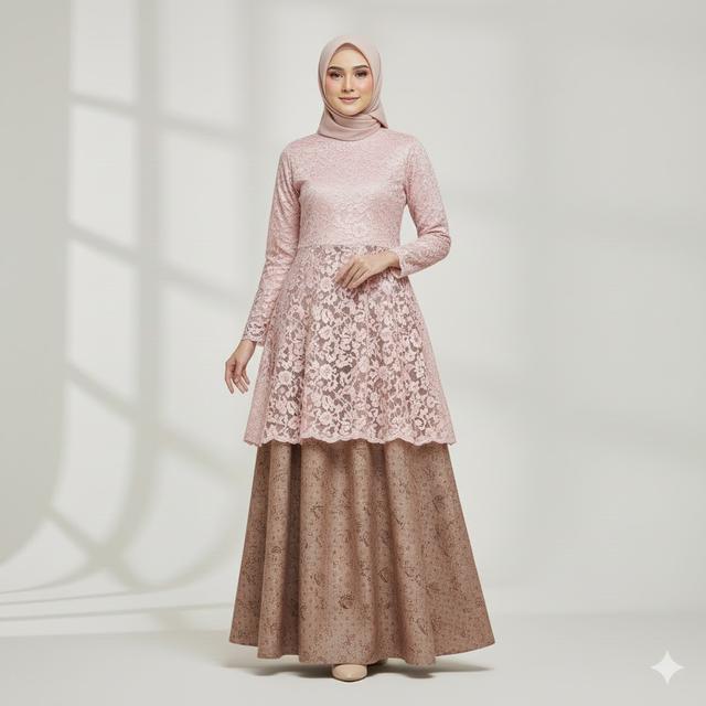 Gamis A-Line Warna Soft Lengan Flowy (Gemini AI)