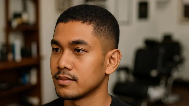 Model Rambut Pria Ikal Pendek Rapi (created by AI)