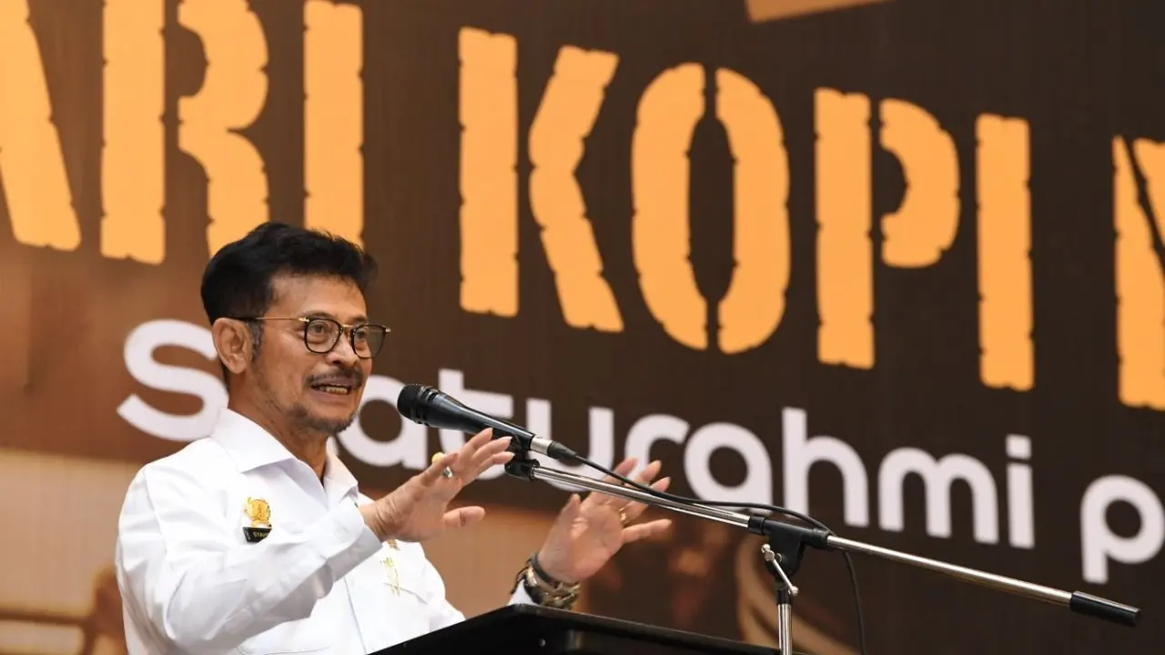 Menteri Pertanian, Syahrul Yasin Limpo di acara peringatan Hari Kopi Nasional yang dihelat di Auditorium Gedung F Kementerian Pertanian, Rabu (11/3/2020). (Dok Kementan)