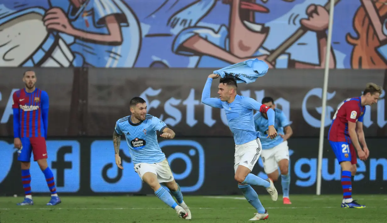 Permainan spartan yang diperlihatkan Celta Vigo benar-benar luar biasa. Pada masa injury time, tim tuan rumah sukses menyamakan kedudukan menjadi 3-3 lewat gol Iago Aspas yang memaksimalkan umpan pendek Javier Galan. (AP Photo/Lalo R. Villar)