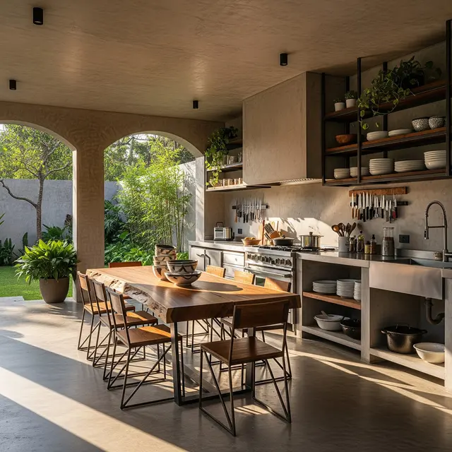 Desain Dapur Industrial dengan Semen Ekspos
