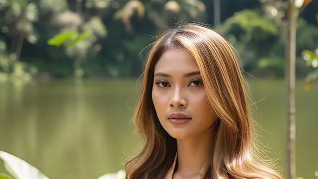Ilustrasi Model Rambut Golden Brown dengan Honey Highlights/Meta AI