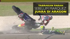 Video tabrakan parah Pol Espargaro dengan Danilo Petrucci sehari sebelum Marc Marquez juara di MotoGP Aragon 2016.