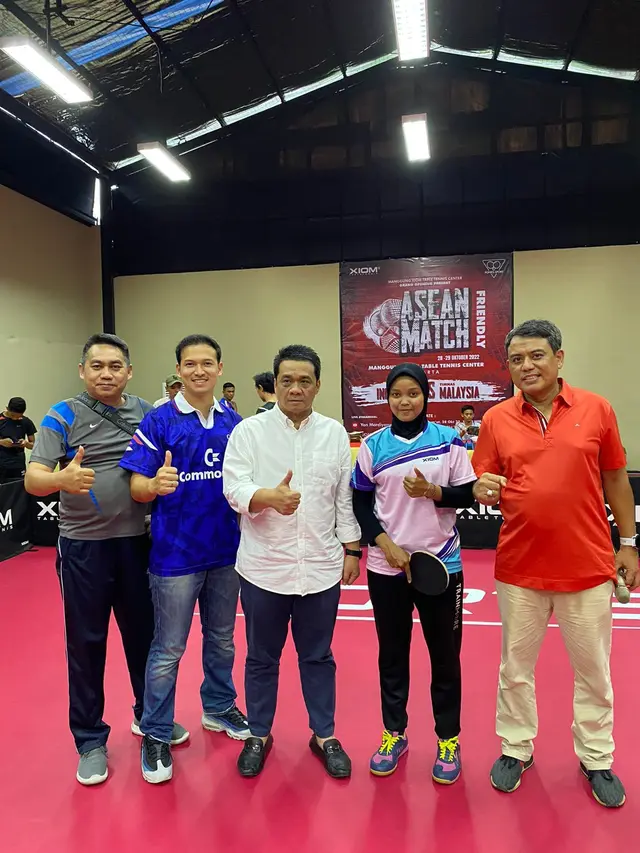 Ahmad Riza Patria saat menghadiri laga timnas tenis meja Indonesia melawan Malaysia