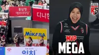 Momen lagu Rungkad dari Happy Asmara yang diputar saat Megawati cetak poin di Liga Voli Korea (Sumber: TikTok/mysea01)