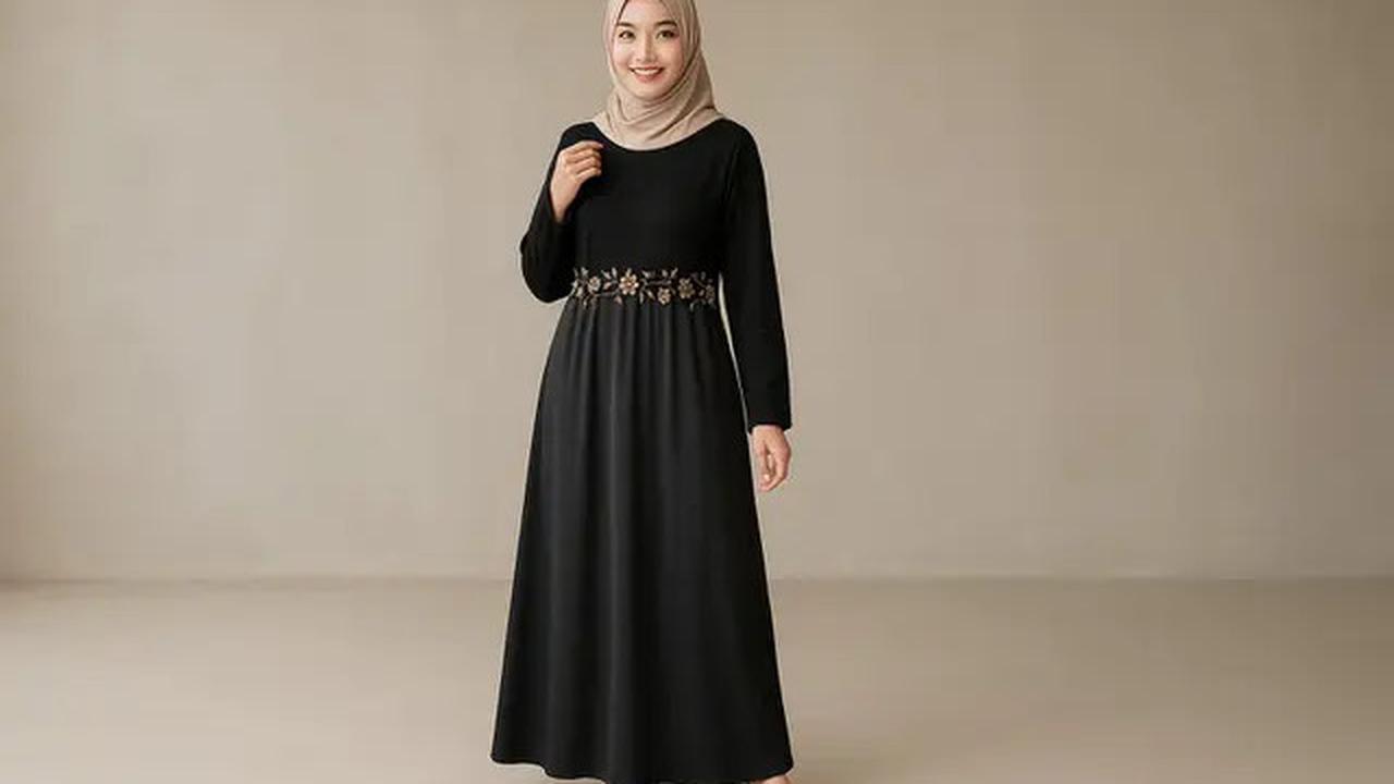 9 Model Gamis Hitam Kombinasi Bordir, Tampil Stylish dan Elegan Tanpa Kaku
