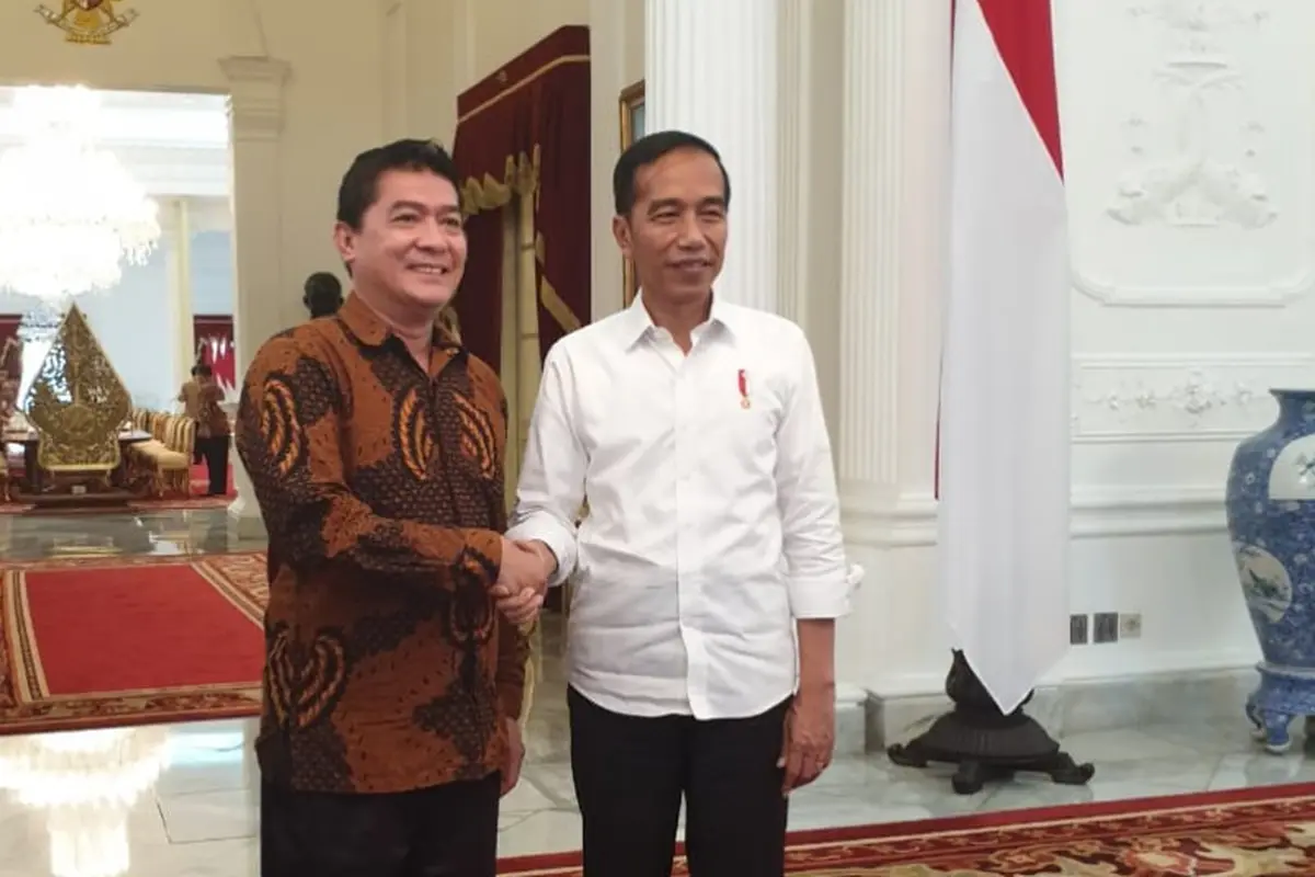 Ketua Solidaritas Merah Putih Silfester Matutina bertemu Presiden Jokowi di Istana. (Istimewa)