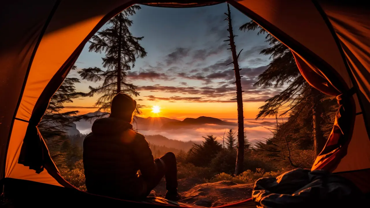 Ilustrasi refreshing, liburan, camping