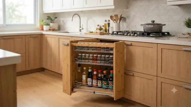 Model Rak Bumbu Tarik yang Membuat Kitchen Set