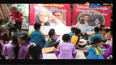 Para guru mengajak siswa melukis wajah Kahiyang agar mereka mengenal siapa Kahiyang Ayu, putri Presiden Jokowi yang sebentar lagi menikah.