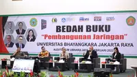 Bedah buku ‘Pembangunan Jaringan’ di Kampus 2 Universitas Bhayangkara Jakarta Raya, Jalan Perjuangan 81, Kota Bekasi, Kamis (9/2/2023).