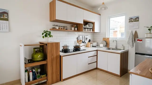 Model Dapur dengan Rak Gas Tarik Minimalis