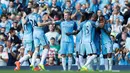 Pemain Manchester City merayakan gol yang dicetak Ilkay Gundogan ke gawang Bournemouth dalam laga pekan kelima Premier League di Stadion Etihad, Sabtu (17/9/2016) malam WIB. (Action Images via Reuters/Carl Recine)
