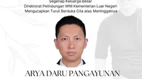 Diplomat Kemlu RI Arya Daru Pangayunan ditemukan meninggal di kamar kosnya di kawasan Gondangdia Kecil, Jakarta Pusat, Selasa (8/7/2025). (Foto: Instagram/@peduliwni)