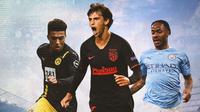 Ilustrasi - Jadon Sancho, Joao Felix, Raheem Sterling (Bola.com/Adreanus Titus)