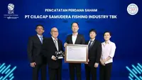 Pencatatan perdana saham PT Cilacap Samudera Fishing Industry Tbk (ASHA), Jumat (27/5/2022) (Foto: BEI)
