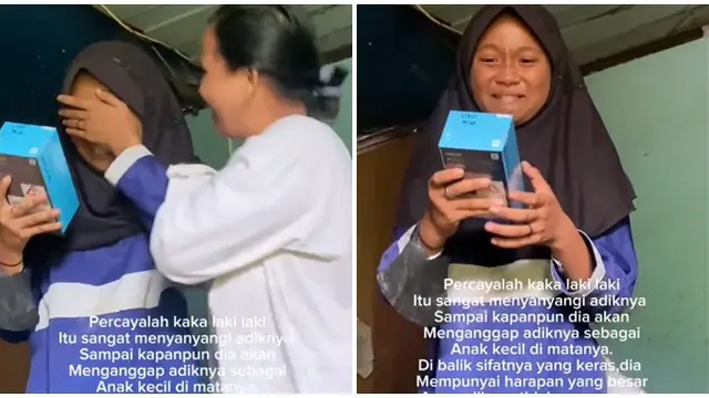 Momen Bahagia Adik Dapat Kado dari Kakaknya, Kaget dan Tak Menyangka