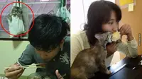 6 Potret Orang Makan Bareng Kucing Ini Bikin Ngakak (sumber: Instagram/awreceh.id 1cak)