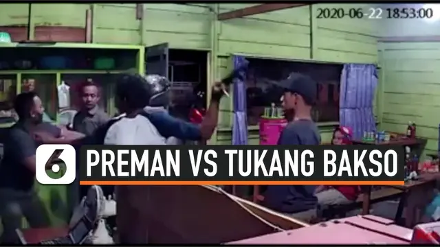 VIDEO: Terekam CCTV, Baku Pukul Pedagang Bakso dan Preman yang Ogah Bayar