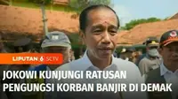 Presiden Joko Widodo mengunjungi ratusan pengungsi korban banjir di Kabupaten Demak, Jawa Tengah, Jumat siang.