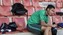 Gelandang Timnas Indonesia U-22, Evan Dimas, bersiap-siap latihan di Stadion UKM, Selangor, Senin (14/8/2017). Ini merupakan latihan terakhir jelang laga SEA Games melawan Thailand. (Bola.com/Vitalis Yogi Trisna)