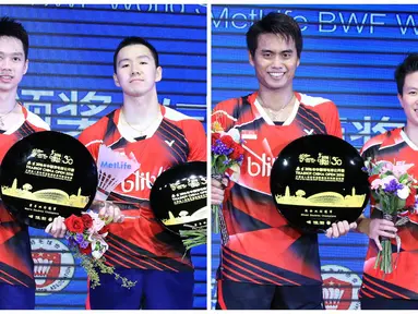 Dua ganda Indonesia berjaya di China Terbuka Super Series Premier 2016. Kevin Sanjaya Sukamuljo/Marcus Fernaldi Gideon dan Tontowi Ahmad/Liliyana Natsir meraih gelar juara. (PBSI)