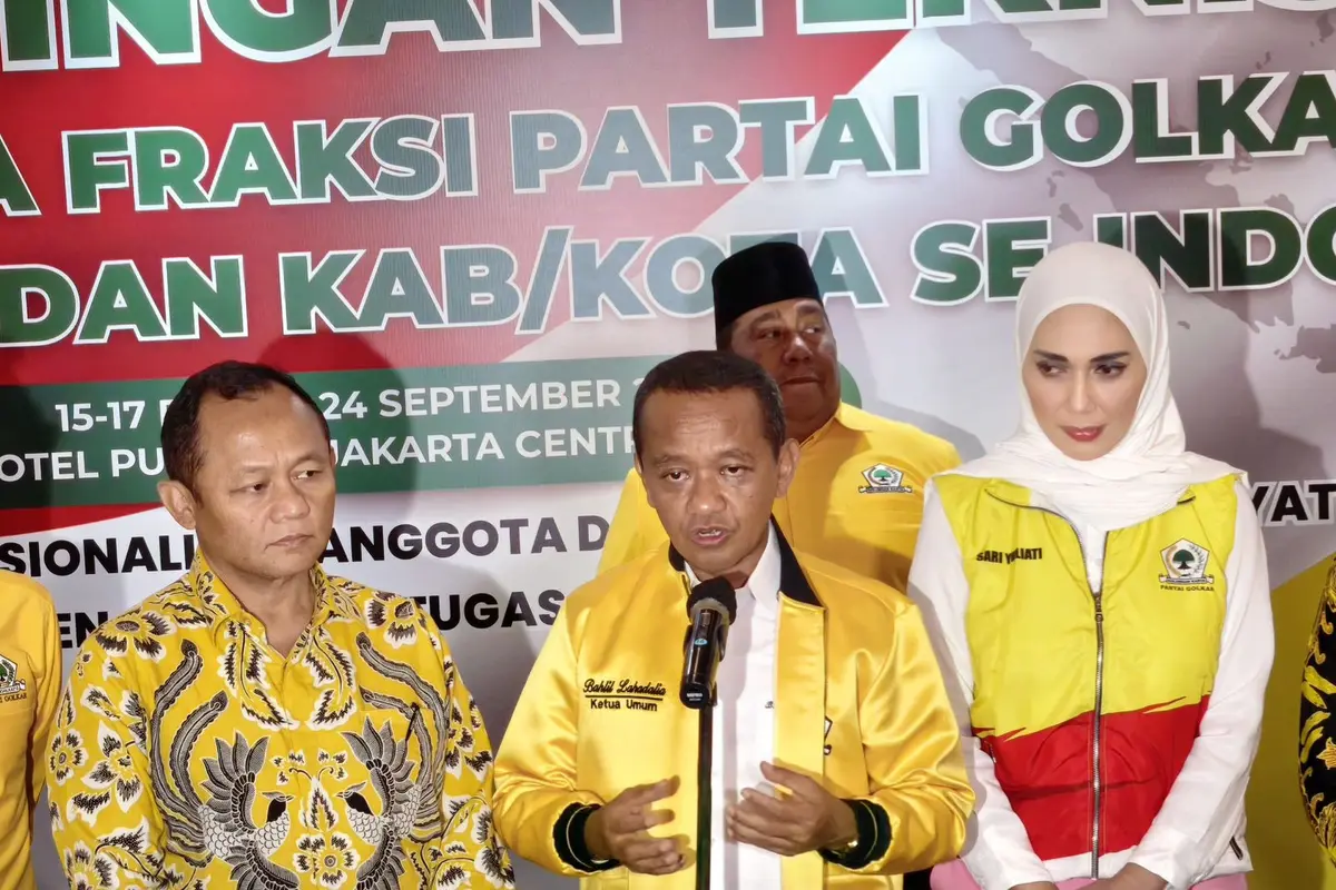 Ketua Umum (Ketum) Partai Golkar, Bahlil Lahadalia, saat Bimbingan Teknis (Bimtek) di Jakarta, Senin (15/9/2025) malam (Istimewa)