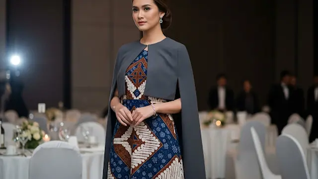 Long Dress Batik Cape Blouse Minimalis