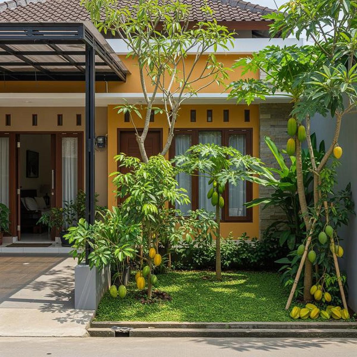 9 Model Teras Rumah Tipe Kecil dengan Taman Buah Mini, Lahan Sempit Jadi Kebun Produktif