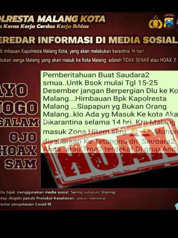 Cek Fakta Beredar Pesan Berantai Larangan Ke Kota Malang Akibat Covid 19 Simak Penelusurannya Qnews