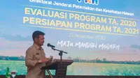 Menteri Pertanian RI, Syahrul Yasin Limpo saat Rapat Evaluasi Program/Kegiatan 2020 dan Persiapan Pelaksanaan Kegiatan 2021 lingkup Direktorat Jenderal Peternakan dan Kesehatan Hewan (Ditjen PKH), Senin (21/12) di Bekasi, Jawa Barat.