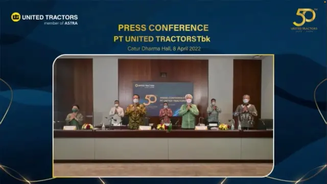 Konferensi pers PT United Tractors Tbk (UNTR) Jumat (8/4/2022) (Foto: tangkapan layar/Pipit I)